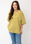 TOPSHOP Marit Basic V-Neck Oversized T-Shirt, Green