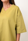 TOPSHOP Marit Basic V-Neck Oversized T-Shirt, Green