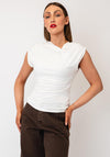 TOPSHOP Kerstin Capped Sleeve Knot Detail Top, White