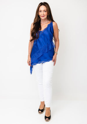 TOPSHOP Noor Lace Detail Cami, Blue
