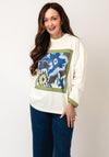 TOPSHOP Diddi Graphic Print Long Sleeve Top, Cream