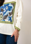 TOPSHOP Diddi Graphic Print Long Sleeve Top, Cream