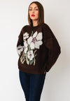 TOPSHOP Karina Floral Jacquard Jumper, Brown