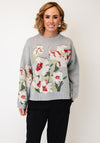 TOPSHOP Karina Floral Jacquard Knit Jumper, Grey