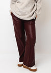 TOPSHOP Milla Faux Leather Wide Leg Trousers, Wine