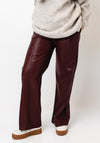TOPSHOP Milla Faux Leather Wide Leg Trousers, Wine