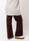 TOPSHOP Milla Faux Leather Wide Leg Trousers, Wine