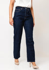 TOPSHOP Beate Straight Leg High Rise Jeans, Dark Blue Denim