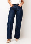 TOPSHOP Ember Wide Leg Low Rise Jeans, Dark Blue Denim