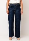 TOPSHOP Ember Wide Leg Low Rise Jeans, Dark Blue Denim