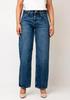 TOPSHOP Ember Wide Leg Low Rise Jeans, Medium Blue Denim
