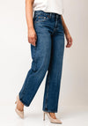 TOPSHOP Ember Wide Leg Low Rise Jeans, Medium Blue Denim