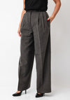 TOPSHOP Pil Pleat Herringbone Wide Leg Trousers, Grey