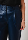 TOPSHOP Tina Faux Leather Straight Leg Trousers, Navy