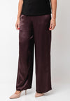 TOPSHOP Lina Satin Wide Leg Trousers, Burgundy