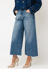 TOPSHOP Vera High Waisted Wide Leg Jeans, Medium Blue Denim