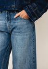 TOPSHOP Vera High Waisted Wide Leg Jeans, Medium Blue Denim