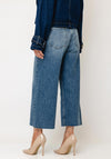 TOPSHOP Vera High Waisted Wide Leg Jeans, Medium Blue Denim