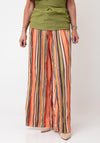 TOPSHOP Striped Marie Tie Wide Leg Trousers, Orange Multi