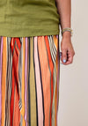TOPSHOP Striped Marie Tie Wide Leg Trousers, Orange Multi