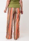 TOPSHOP Striped Marie Tie Wide Leg Trousers, Orange Multi