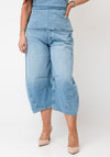 TOPSHOP Bella High Waisted Cropped Barrel Leg Jeans, Light Blue