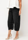 TOPSHOP Bella High Rise Cropped Barrel Jeans, Black Washed Denim