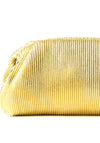 TOPSHOP Golden Pleated Metallic Clutch Bag, Gold