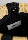 TOPSHOP Jay Woven Striped Clutch Bag, Black & Beige