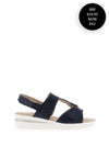 Zen Collection Sphere Brooch T-Bar Sandals, Navy