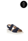 Zen Collection Sphere Brooch T-Bar Sandals, Navy