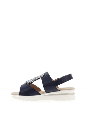 Sprox Wide Fit Faux Reptile Print Sandals, Navy