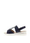 Zen Collection Sphere Brooch T-Bar Sandals, Navy