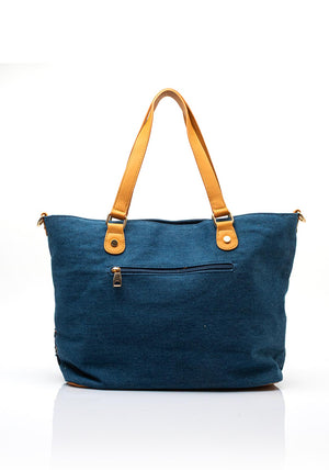Zen Collection Denim Sequin Tote Bag, Blue Denim