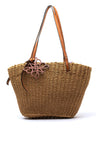Zen Collection Woven Straw Shoulder Bag, Beige