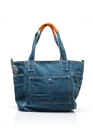 Zen Collection Acid Wash Denim Tote Bag, Blue Denim