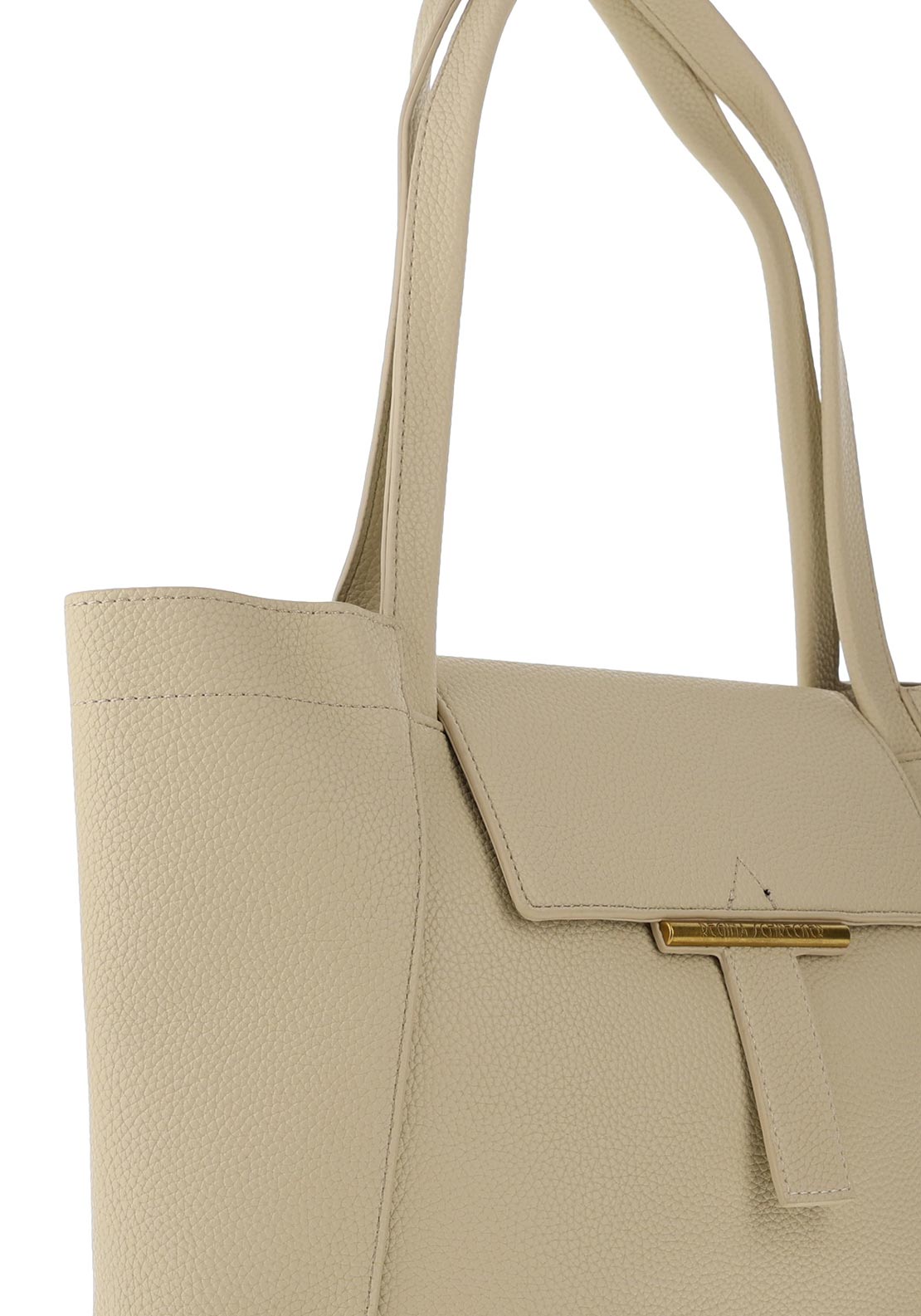 Zen Collection Pebbled Faux Leather Large Tote Bag, Beige