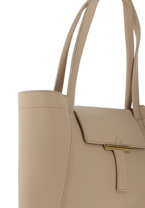 Zen Collection Pebbled Faux Leather Large Tote Bag, Nude