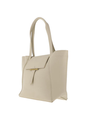 Zen Collection Pebbled Faux Leather Large Tote Bag, White