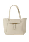 Zen Collection Pebbled Faux Leather Large Tote Bag, White