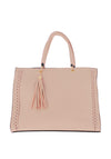 Zen Collection Faux Leather Tassel Shoulder Bag, Apricot