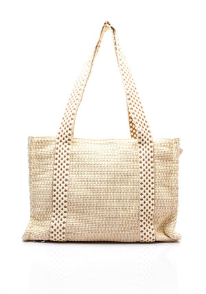 Zen Collection Soft Touch Woven Large Tote Bag, Cream
