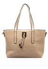 Zen Collection Pebbled Faux Leather Medium Tote Bag, Beige