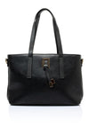 Zen Collection Pebbled Faux Leather Medium Tote Bag, Black