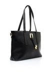 Zen Collection Pebbled Faux Leather Medium Tote Bag, Black
