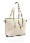 Zen Collection Pebbled Faux Leather Medium Tote Bag, Cream