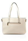 Zen Collection Pebbled Faux Leather Medium Tote Bag, Cream