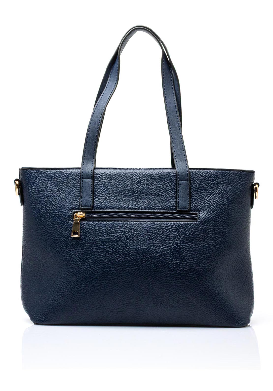 Zen Collection Pebbled Faux Leather Medium Tote Bag, Navy