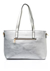 Zen Collection Pebbled Faux Leather Medium Tote Bag, Silver