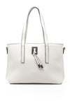 Zen Collection Pebbled Faux Leather Medium Tote Bag, White